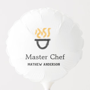 Master chef add name black pan yellow fire fume co balloon