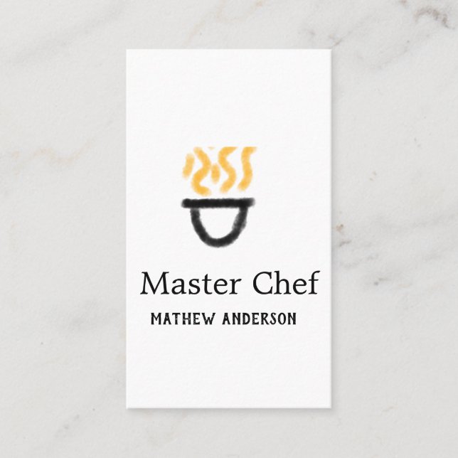 Master chef add name black pan yellow fire fume co business card (Front)