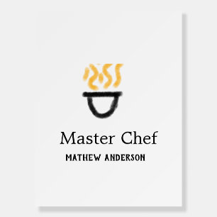 Master chef add name black pan yellow fire fume co foam board