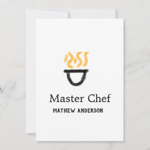 Master chef add name black pan yellow fire fume co invitation