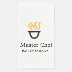 Master chef add name black pan yellow fire fume co paper guest towels