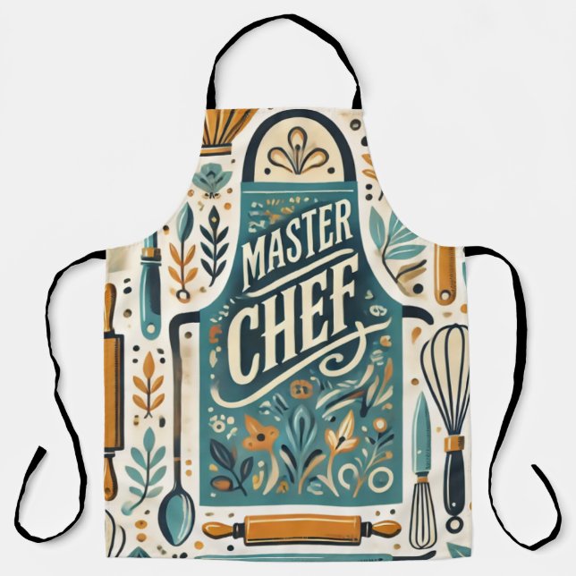 Master Chef Apron Design: Vibrant Kitchen Art  (Front)