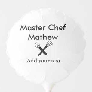 Master chef kitchen bakery cook add text name cutl balloon