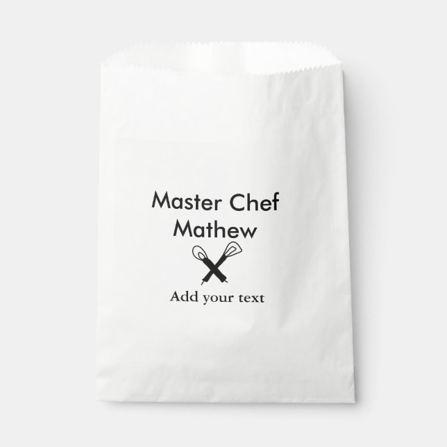 Master chef kitchen bakery cook add text name cutl favor bag (Front)