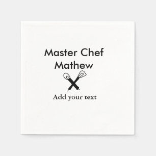 Master chef kitchen bakery cook add text name cutl napkins