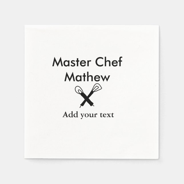 Master chef kitchen bakery cook add text name cutl napkins (Front)