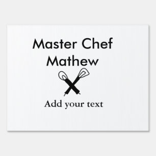 Master chef kitchen bakery cook add text name cutl sign