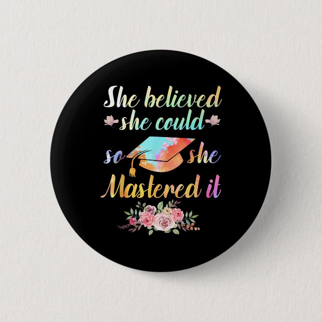 Master Degree Art For Men Women Academic Degree Di Button (Front)