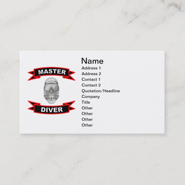 Master Diver Business Cards (Front)