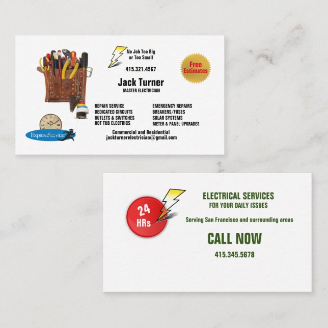 Master Electrician  Business Card (Front/Back)