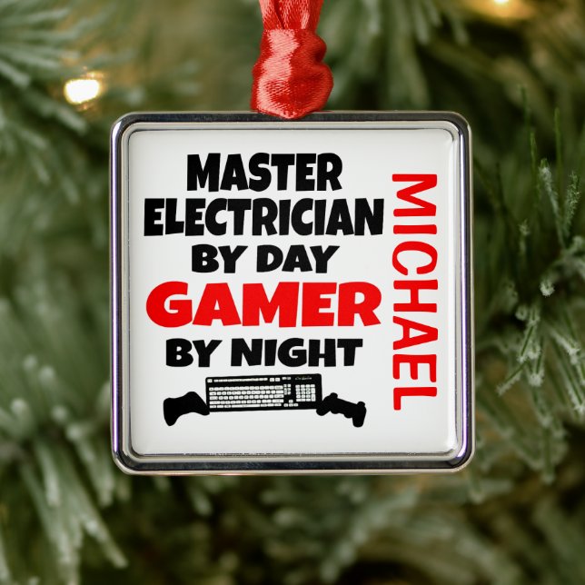 Master Electrician Loves Playing Video Games Metal Ornament (Tree)