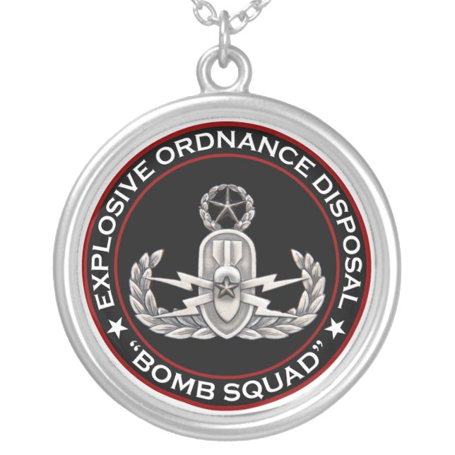 Master EOD Bomb Squad Silver Plated Necklace (Front)