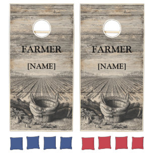 Master Farmer Legacy Harvest Rustic Wood Grain Cor Cornhole Set