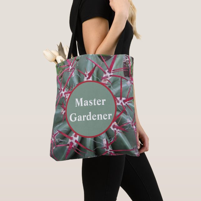 Master Gardener Barrel Cactus Desert Southwest Tote Bag (Close Up)