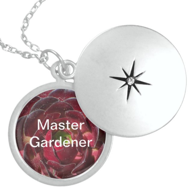 Master Gardener Coastal Plant Photo Red Succulent  Locket Necklace (Front)
