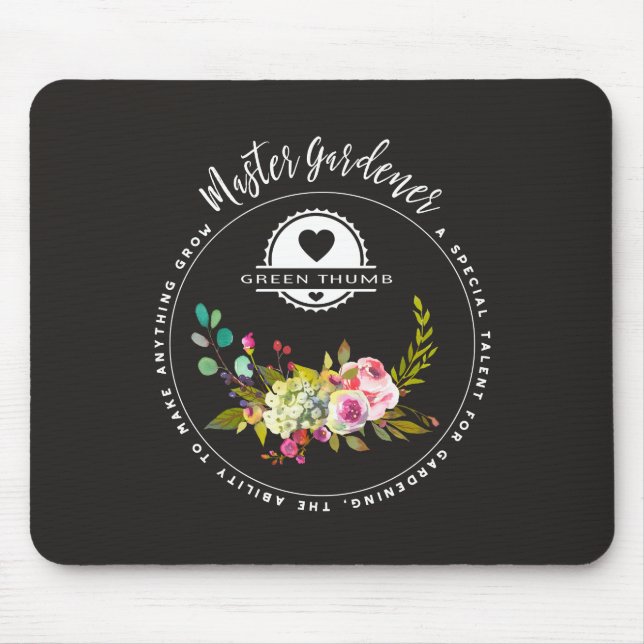 Master Gardener, Gardening Gifts. Green Thumb Mouse Pad (Front)