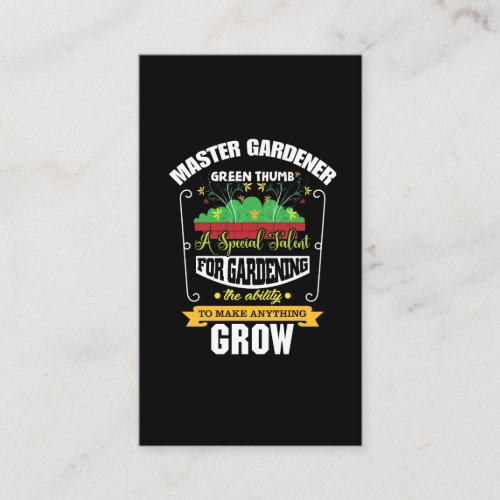 Master Gardener Green Thumb Plant Flower Business Card