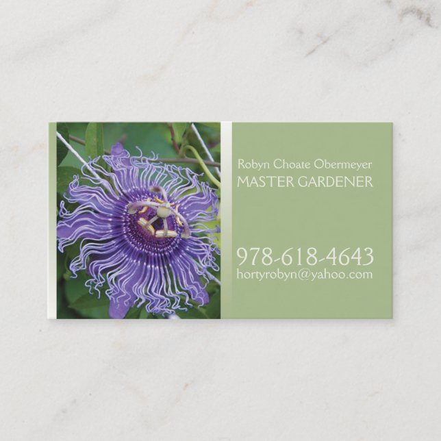 Master Gardener Light Green Olive Business Card (Front)
