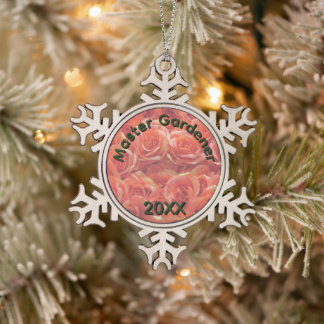 Master Gardener Outdoor Flower Garden Holiday Snowflake Pewter Christmas Ornament
