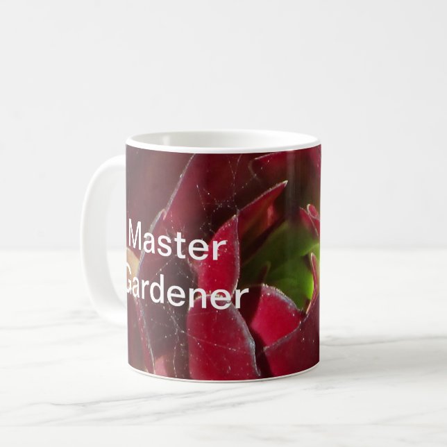 Master Gardener Red Succulent Macro Close‑Up Photo Coffee Mug (Front Left)