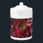 Master Gardener Red Succulent Photo Landscaper Teapot<br><div class="desc">This "Master Gardener" teapot features a nature photo of a coastal succulent.  This plant features a deep red,  burgundy color.  Quickly and easily customize all text.  
Original Photo- C. McGouldrick</div>