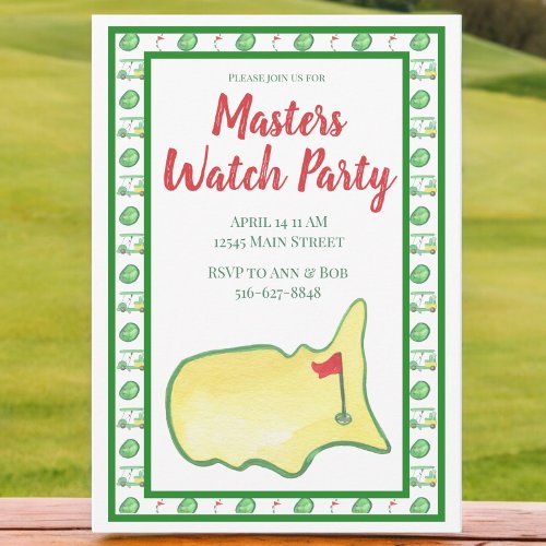Master Golf Watch Party Golf Carts Border Invitation