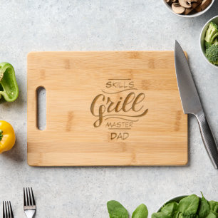 Master Grill skills Dad BBQ funny custom Engraved Cutting Board