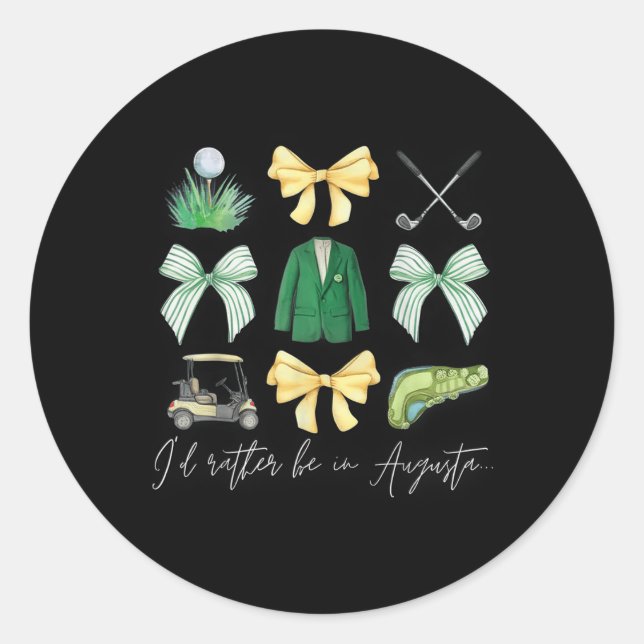 Master Lets Partee Golf Tournament Coquette Bow Wo Classic Round Sticker (Front)