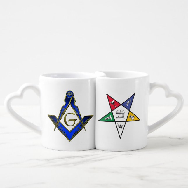 Master Mason and Eastern Star Coffee Mug Set (Front Nesting)