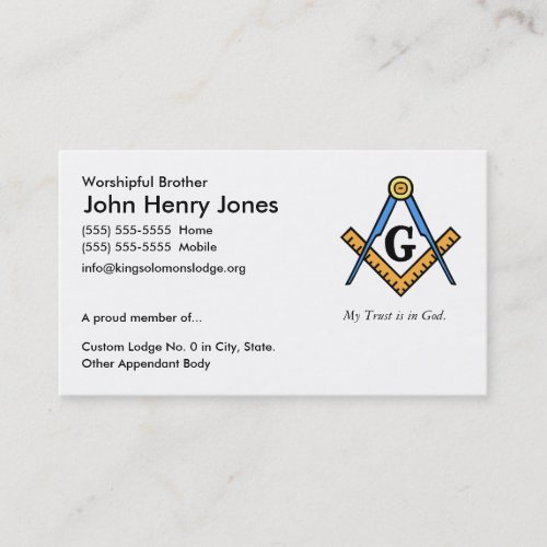 Master Mason Business Card