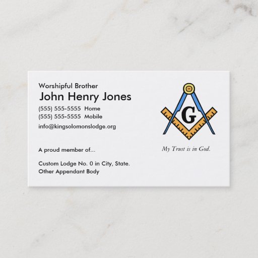 Customizable Master Mason Business Cards