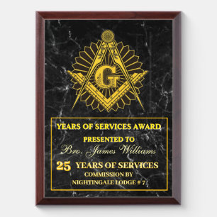 Master Mason Year Of Services Award Plaque