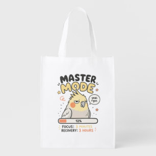 Master Mode Cockatiel Meme PNG Funny Burnout Pro Grocery Bag