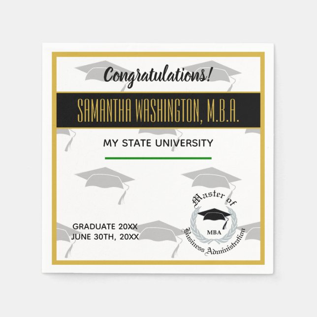 Master of Business Administration Graduation Party Napkins (Front)