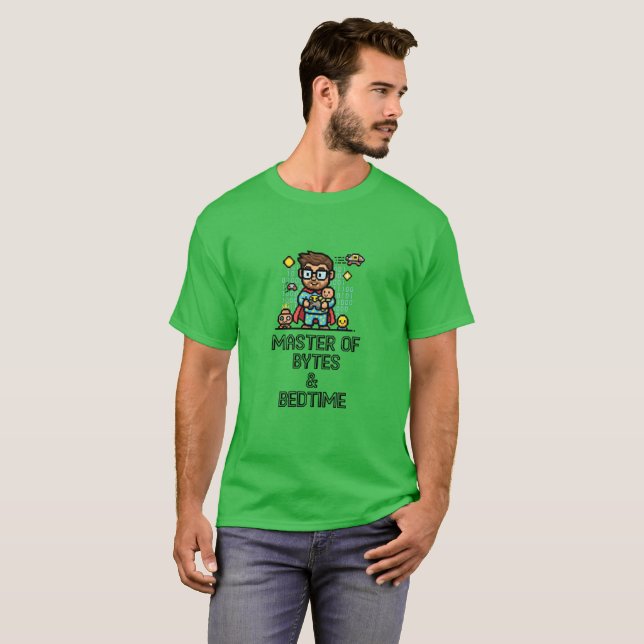 Master of Bytes & Bedtime Geek Dad T-Shirt (Front Full)