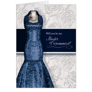 Master of Ceremonies Wedding Request Navy Blue Cards