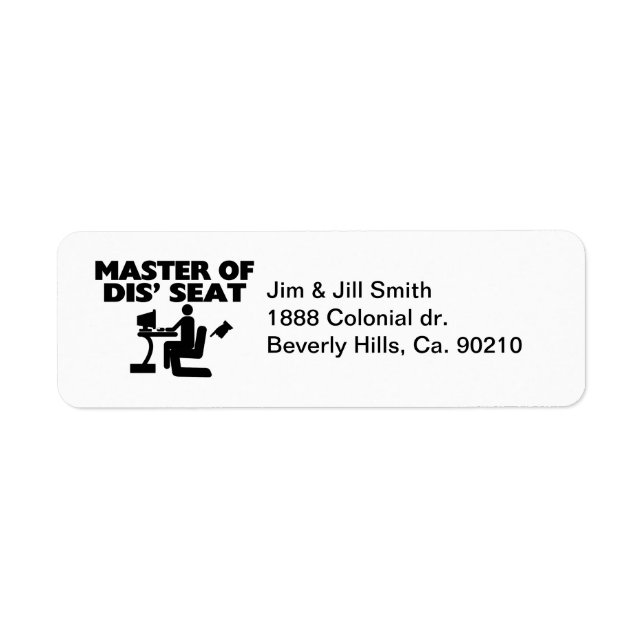 Master Of Dis' Seat Computer Label (Front)