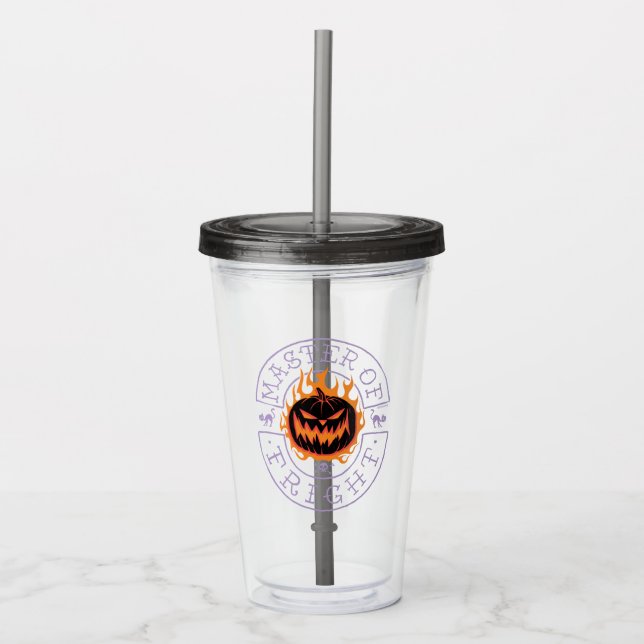 Master of Fright - Flaming Pumpkin Head Acrylic Tumbler (Front)