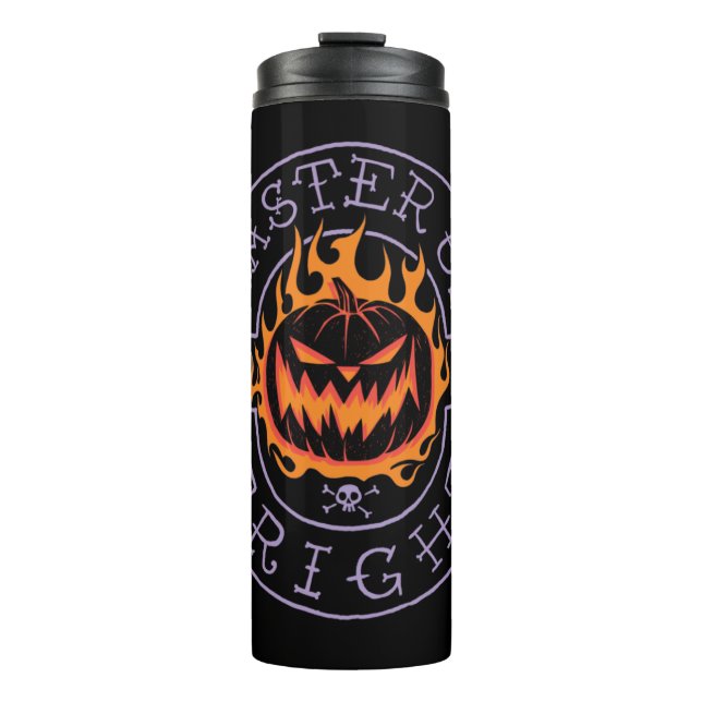 Master of Fright - Flaming Pumpkin Head Thermal Tumbler (Front)