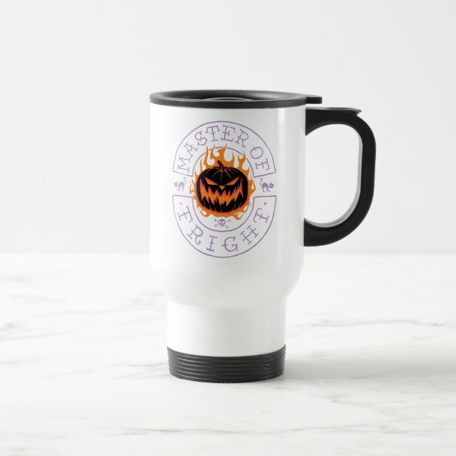 Master of Fright - Flaming Pumpkin Head Travel Mug (Right)
