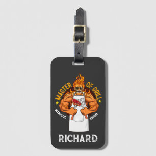 Master of Grill Fathers Day Gift BBQ Chef Dad Luggage Tag