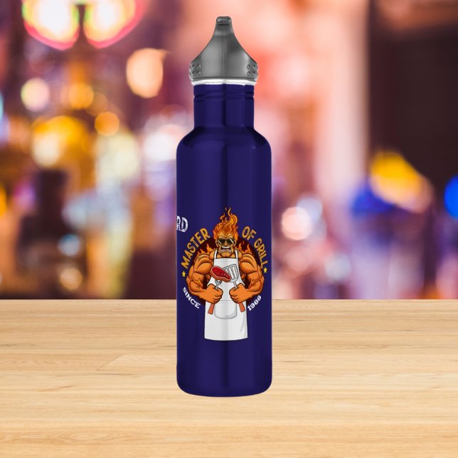 Master of Grill Fathers Day Gift BBQ Chef Dad Stainless Steel Water Bottle (Creator Uploaded)