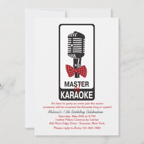 Master of Karaoke Birthday Party Invitation