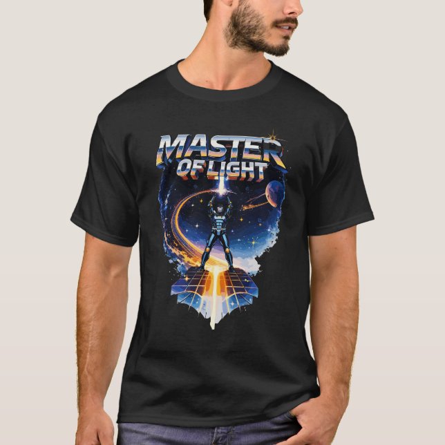 Master of Light – Retro Sci-Fi 80s Neon Warrior De T-Shirt (Front)