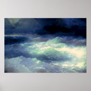 Master Of Light Stormy Sea Oil Painting Dorm Room Poster