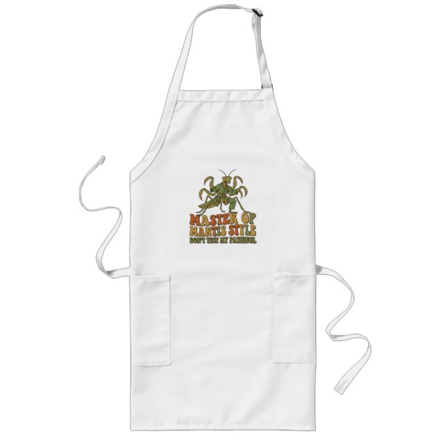 Master of Mantis Style Karate Insect Funny Martial Long Apron (Front)