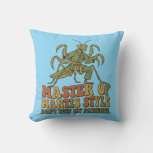 Master of Mantis Style Karate Insect Funny Martial Throw Pillow
