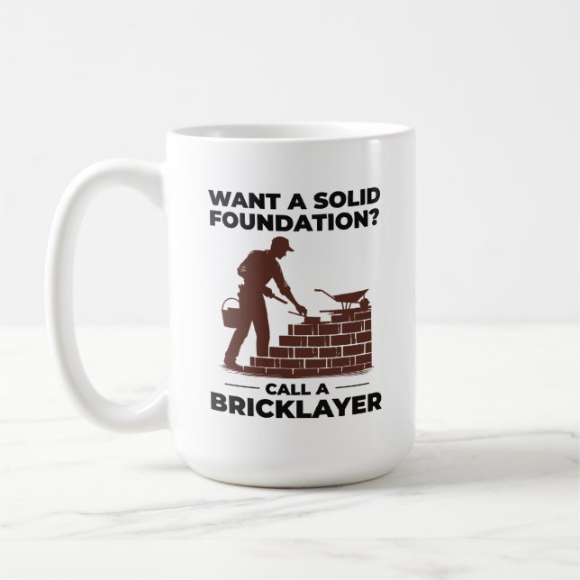 Master of Stacking Humorous Bricklayer Brick Mason Coffee Mug (Left)