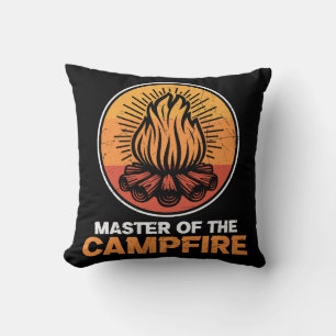 Master Of The Campfire Funny Camping Throw Pillow