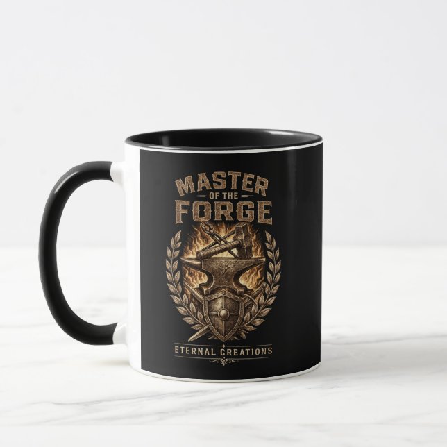 Master of the Forge Blacksmith Anvil & Hammer Coff Mug (Left)